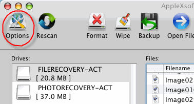 AppleXsoft Photo Recovery for Mac Options