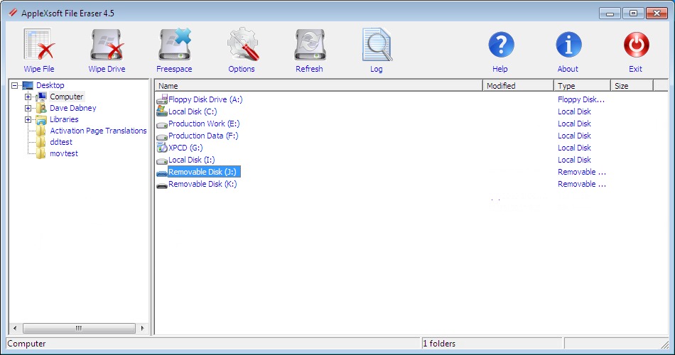 Click to view AppleXsoft File Eraser 4.5 screenshot